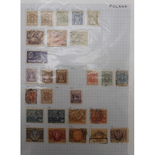 7041 - A world wide stamp collection with seven folders containing sheets of hinged used stamps many early ... 