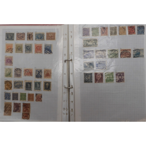 7041 - A world wide stamp collection with seven folders containing sheets of hinged used stamps many early ... 