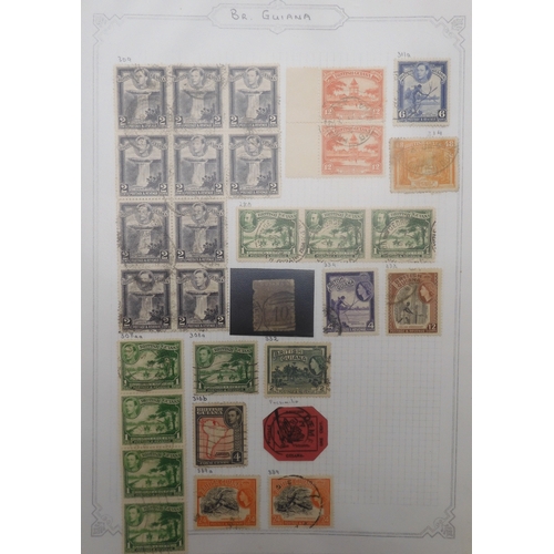 7041 - A world wide stamp collection with seven folders containing sheets of hinged used stamps many early ... 