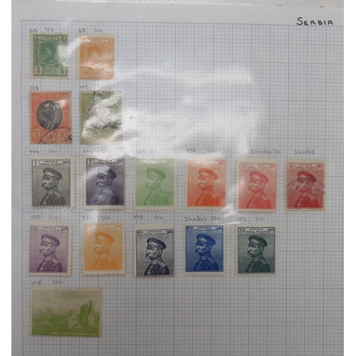 7041 - A world wide stamp collection with seven folders containing sheets of hinged used stamps many early ... 