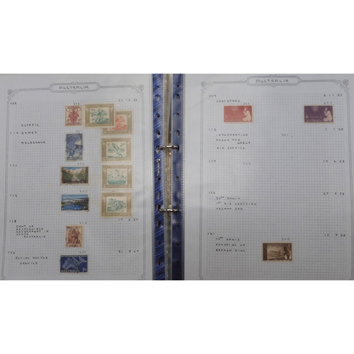 7042 - A worldwide stamp collection in eight folders to include good Australian, Spanish and German used st... 