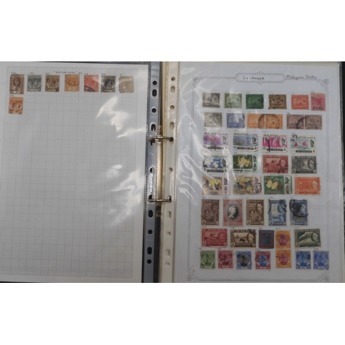 7042 - A worldwide stamp collection in eight folders to include good Australian, Spanish and German used st... 