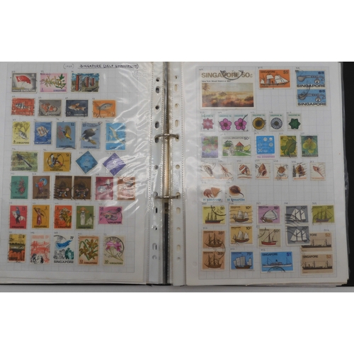 7042 - A worldwide stamp collection in eight folders to include good Australian, Spanish and German used st... 