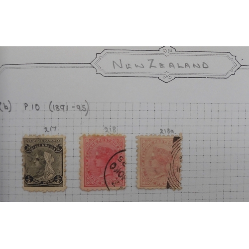 7042 - A worldwide stamp collection in eight folders to include good Australian, Spanish and German used st... 