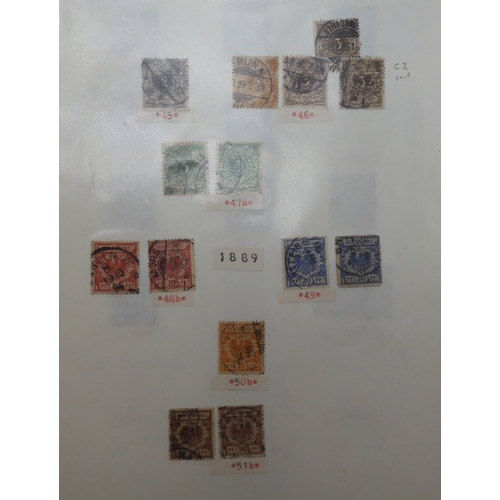 7042 - A worldwide stamp collection in eight folders to include good Australian, Spanish and German used st... 