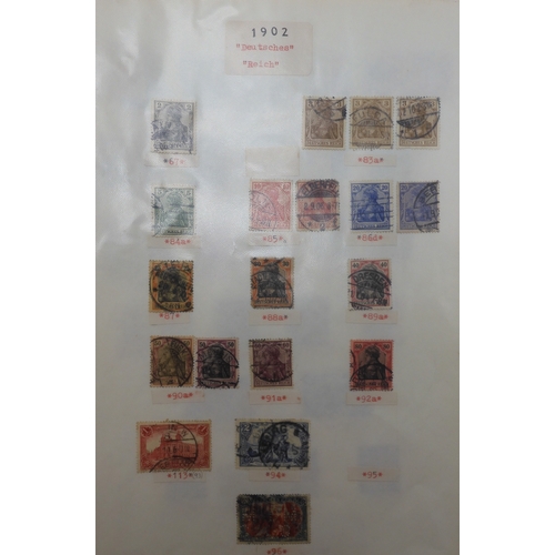 7042 - A worldwide stamp collection in eight folders to include good Australian, Spanish and German used st... 