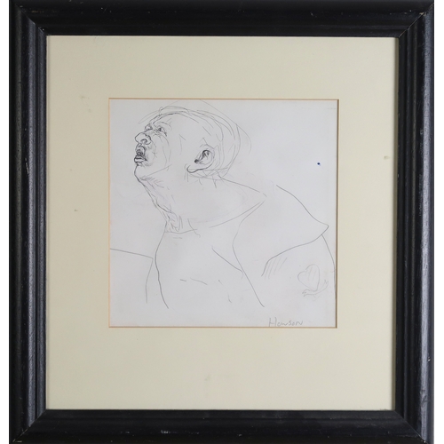 936 - PETER HOWSON OBE (B.1958) FIGURE STUDY Ink and pencil, signed lower right, 20 x 20cm... 