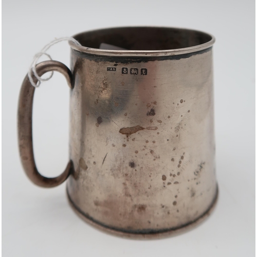 381 - A silver Christening cup, by Crisford & Norris, Birmingham 1918, and a set of silver handled fru... 