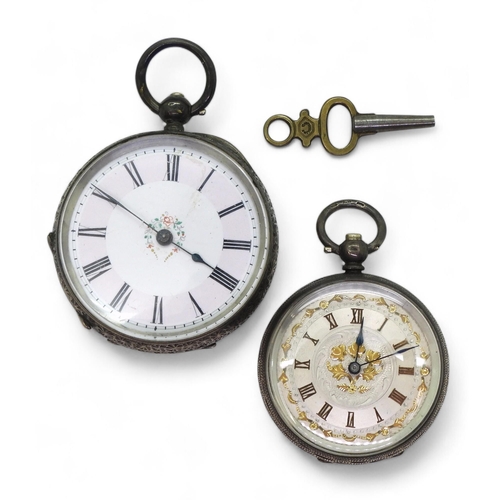 795 - Two silver pocket watches, one with Birmingham hallmark for K&Co., the other with Continental ma... 