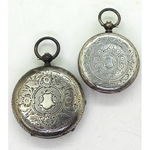 795 - Two silver pocket watches, one with Birmingham hallmark for K&Co., the other with Continental ma... 