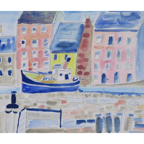 900 - CONTEMPORARY SCOTTISH SCHOOL  HARBOUR Watercolour, signed lower left 'K.M. Bruce', 40 x 48cm... 