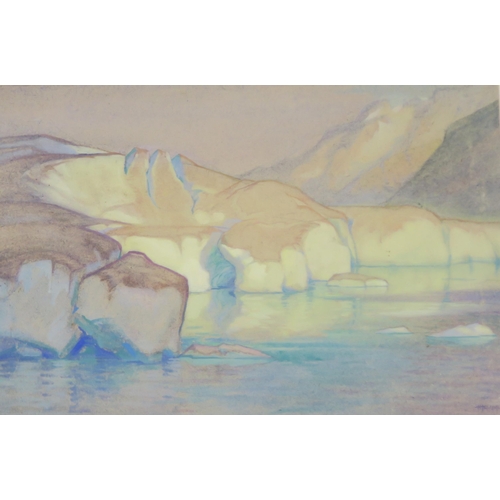 915 - HILDA MARION HECHLE (BRITISH 1886-1939) ALPS LANDSCAPE Pastel on paper, signed lower right, 40 x 59c... 