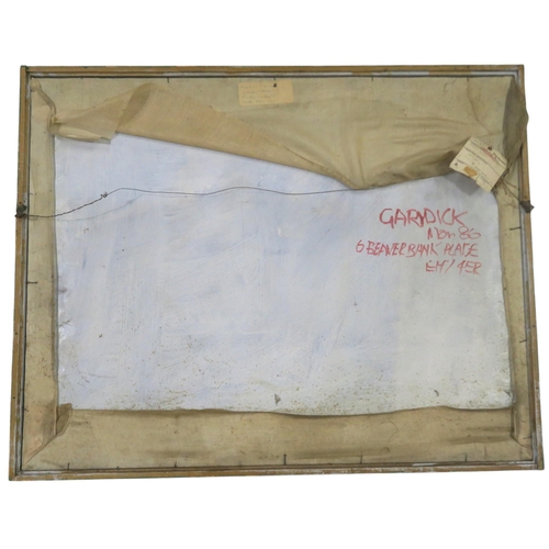 922 - GARY DICK (20th CENTURY SCHOOL) UNTITLED Mixed media, signed verso, 55 x 70cm Label a... 