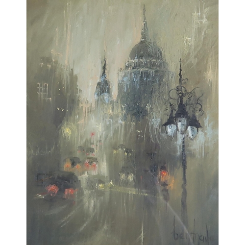 931 - BEN MAILE (ENGLISH 1922-2017) VIEW OF ST PAUL'S CATHEDRAL Oil on board, signed lower right... 