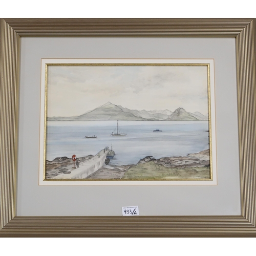 933 - A VARIOUS LOT  To include a Clyde view watercolour, a view of Skye and 2 print multiples a... 