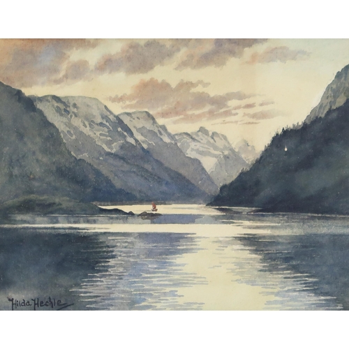 948 - HILDA MARION HECHLE (BRITISH 1886-1939) LAKE AT DAWN Watercolour, signed lower left, 15 x 20cm Toget... 