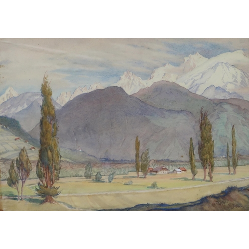 950 - HILDA MARION HECHLE (BRITISH 1886-1939) SUISSE LANDSCAPE Watercolour, signed lower right, ... 