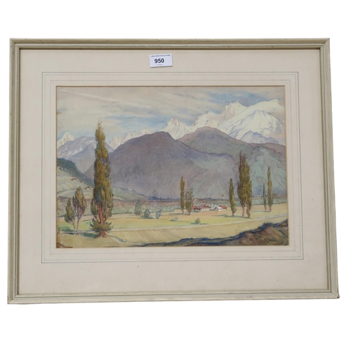 950 - HILDA MARION HECHLE (BRITISH 1886-1939) SUISSE LANDSCAPE Watercolour, signed lower right, ... 