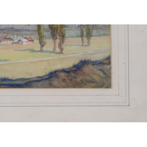 950 - HILDA MARION HECHLE (BRITISH 1886-1939) SUISSE LANDSCAPE Watercolour, signed lower right, ... 