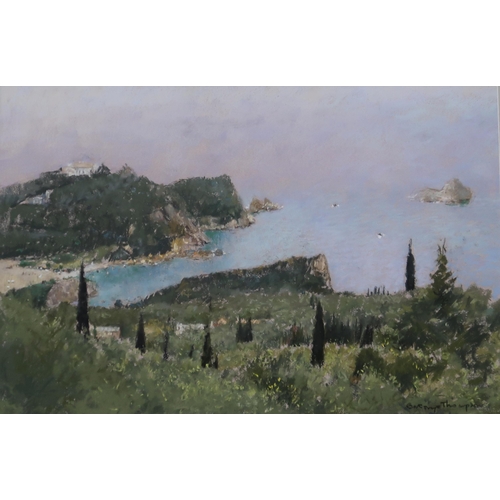 954 - GEORGE THOMPSON (ENGLISH 1934-2019) PALEOKASTRITSA, CORFU' Charcoal, signed lower right, 3... 