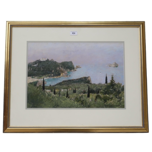 954 - GEORGE THOMPSON (ENGLISH 1934-2019) PALEOKASTRITSA, CORFU' Charcoal, signed lower right, 3... 