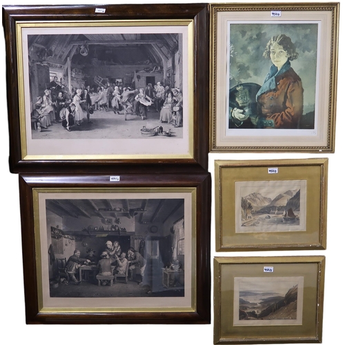 957 - A COLLECTION OF OLD STYLE PRINT MULTIPLES (5) to include a signed print after William Orpen... 