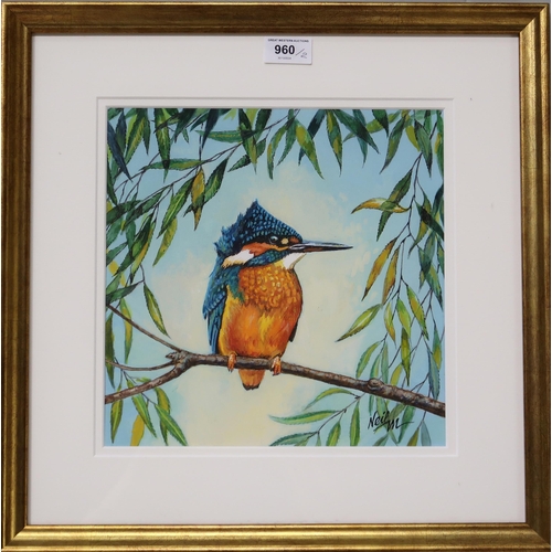 960 - NEIL MACLEOD (SCOTTISH CONTEMPORARY) KINGFISHER Watercolour, signed lower right, 27 x 27cm Together ... 