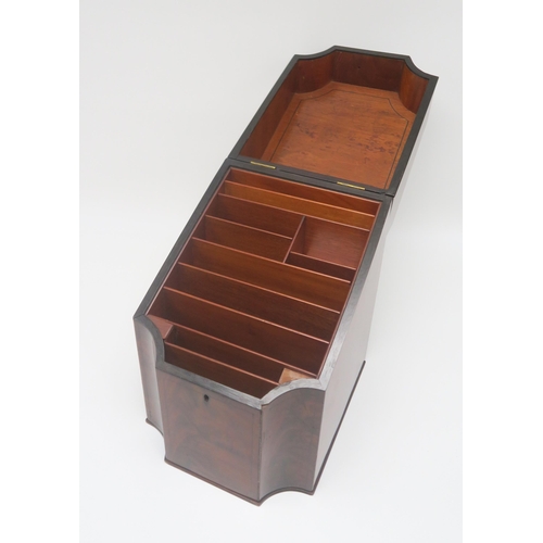 213 - A Georgian mahogany cutlery box repurposed as a stationery box