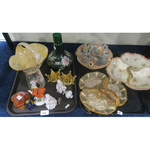 216 - A collection of From the Anvil door handles, boxed, a Zolnay Pecs dish and assorted other ceramics a... 