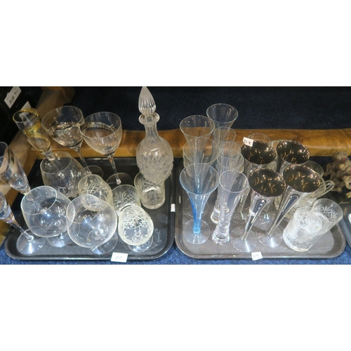 217 - Assorted drinking glasses including champagne flutes, other glassware etc