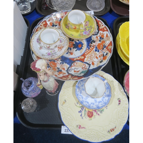 237 - Two Meissen cups and saucers, two imari platters, a Goldscheider with Myott Son & Co Duke Cherri... 