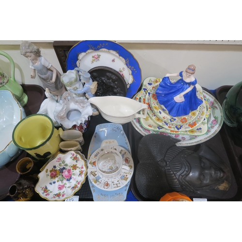 239 - A collection of decorative ceramics including Maling dishes, a Jon Anton fortune telling cup etc