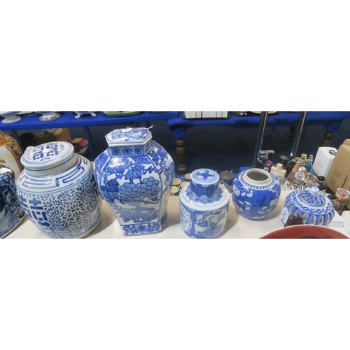 262 - A large collection of modern Chinese blue and white jars and vases etc