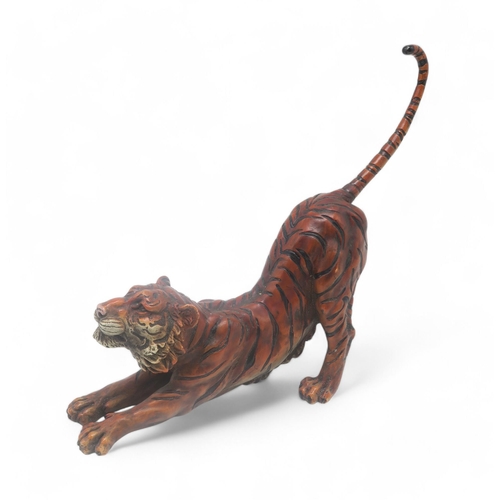 A 20th century after Bergman cold painted bronze figure of a tiger