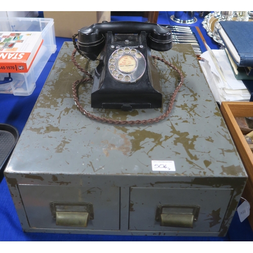 504 - A GPO Call Exchange rotary dial Bakelite telephone, with East Kilbride number; together with a two-d... 