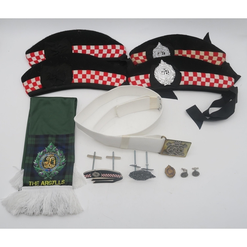 514 - The Argyll & Sutherland Highlanders: four various Glengarry bonnets (two having regimental badge... 