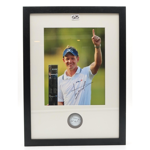 525 - Golf - a US Open 18th hole pin flag signed by Lucas Glover, framed under glass above a photograph of... 