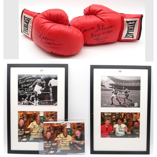 526 - Boxing - an Everlast boxing glove signed by Earnie Shavers, together three signed photographs (two m... 