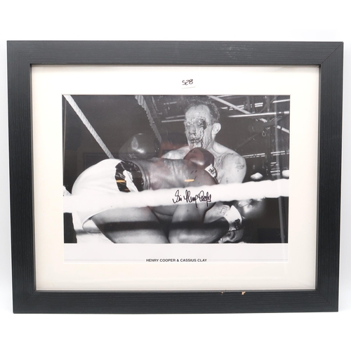 528 - Boxing - a collection of framed black and white photographs, one example apparently signed by Muhamm... 