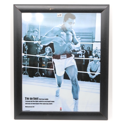 528 - Boxing - a collection of framed black and white photographs, one example apparently signed by Muhamm... 