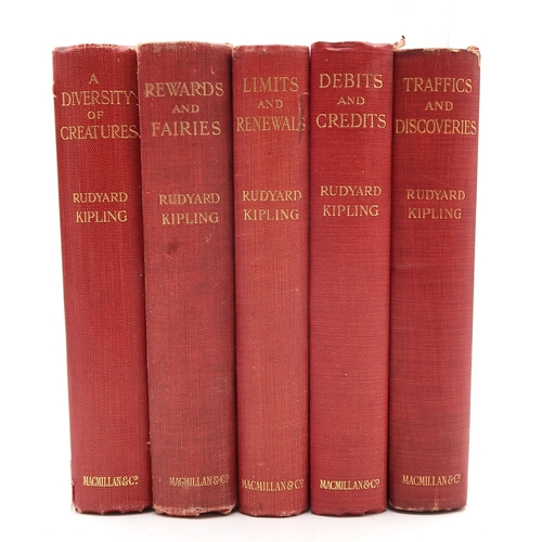 581 - Kipling, Rudyard Five first editions, published by MacMillan, bound in uniform red cloth wit gilt el... 