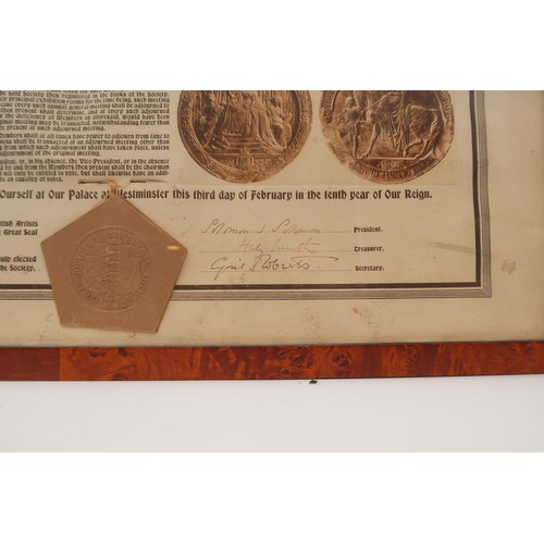 950A - ART HISTORYA framed Royal Society of British Artists (R.B.A.) Diploma, awarded to Hilda Hechle (1886... 