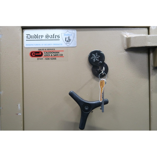 21 - A 20th century Dudley safes, safe with keys, 56cm high x 48cm wide x 50cm deep