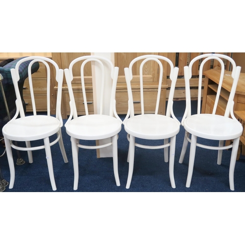 41 - A lot of four early 20th century Mundus and J & J. Kohn Ltd bentwood café chairs, 93cm hi... 