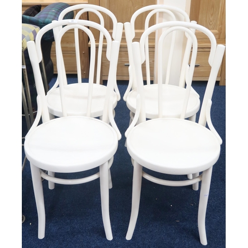 41 - A lot of four early 20th century Mundus and J & J. Kohn Ltd bentwood café chairs, 93cm hi... 