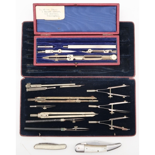 510A - Two cased sets of draughtsman's instruments and two pocket knives