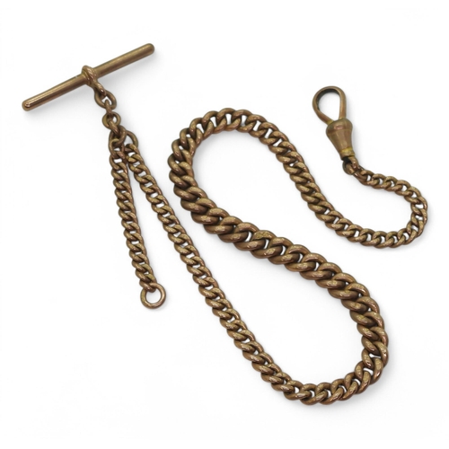 731 - A 9ct rose gold tapered fob chain, hallmarked to every link the 'T'bar and clasp with Chester date l... 