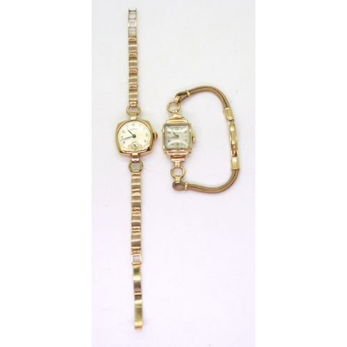 776 - A 9ct gold ladies Vertex watch and strap, a 9ct gold Accurist watch head and strap, weight together ... 