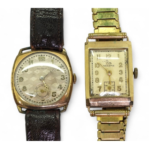 778 - A 9ct gold cased ladies Record watch, hallmarked London 1954, (weight of the back of the case 3.3gms... 