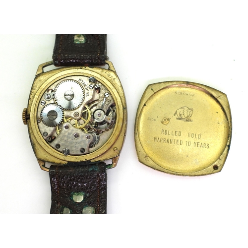 778 - A 9ct gold cased ladies Record watch, hallmarked London 1954, (weight of the back of the case 3.3gms... 